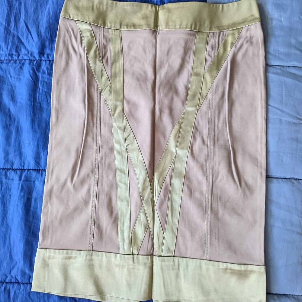 Stella McCartney straight sage silk skirt 12-46 IT